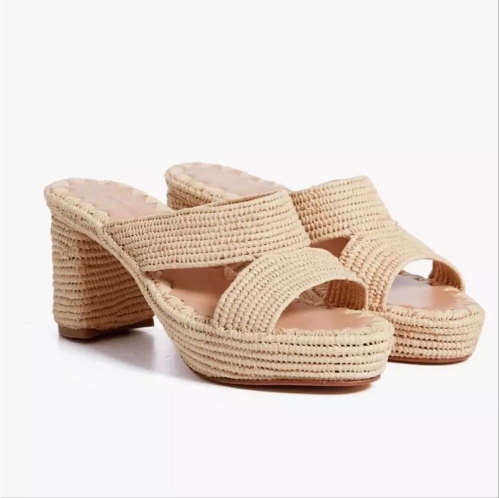 Carrie Forbes Andre Woven Raffia Slide Heeled Sandals Size 39